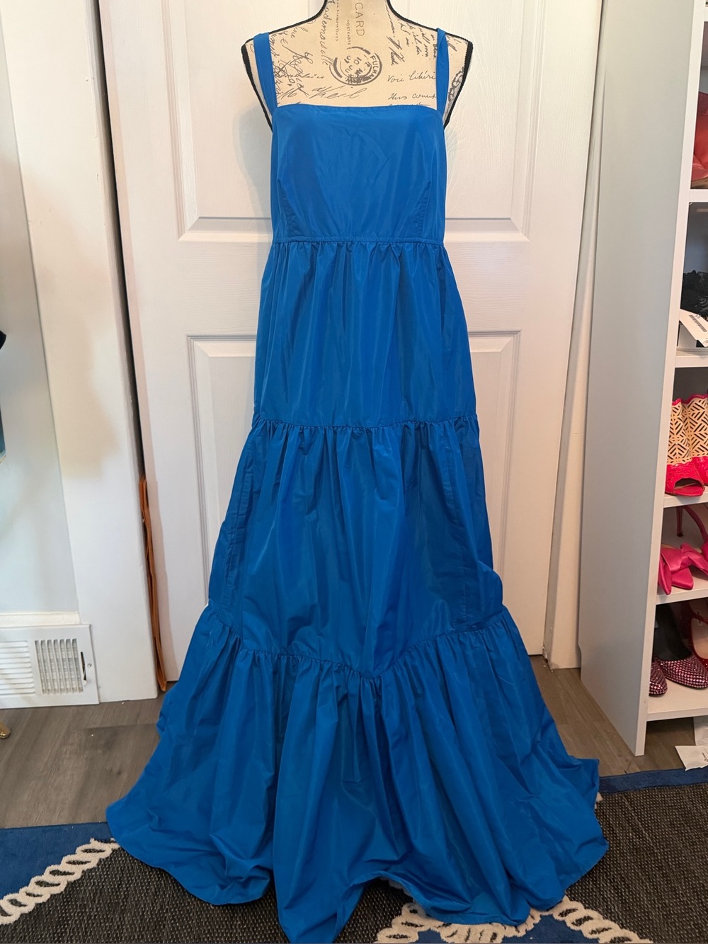 NWT J.Crew Blue Tiered Taffeta Maxi Dress 16
